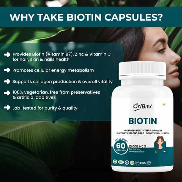 Oribite Biotin 10000Mcg Capsules For Hair Growth Support 60 Capsules