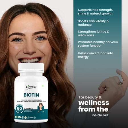 Oribite Biotin 10000Mcg Capsules For Hair Growth Support 60 Capsules