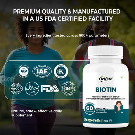 Oribite Biotin 10000Mcg Capsules For Hair Growth Support 60 Capsules