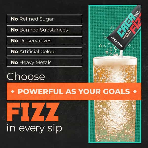 Nutrabay Creafizz Effervescent Powder | Rapid Absorption | Orange Flavour| Single Serve Sachet (7G)