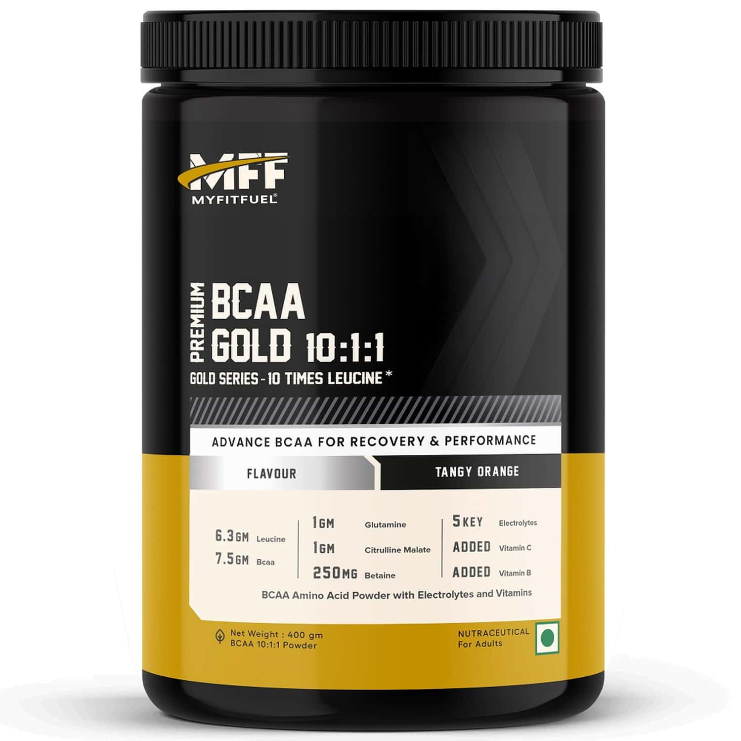 Myfitfuel Premium Bcaa Gold (10:1:1) (10 Times Leucine | Glutamine +6 More) 400g Tangy Orange