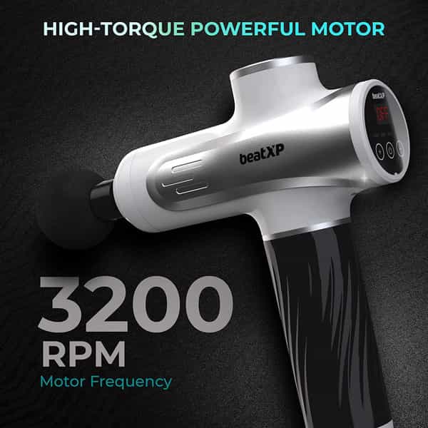 Beatxp Bolt Go Massage Gun |Body Massager Machine For Pain Relief |Touch Display (Glossy Silver)