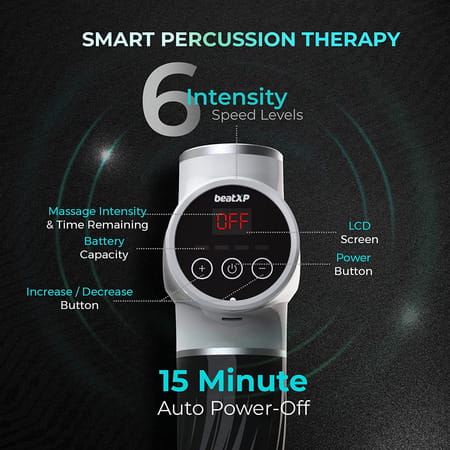 Beatxp Bolt Go Massage Gun |Body Massager Machine For Pain Relief |Touch Display (Glossy Silver)