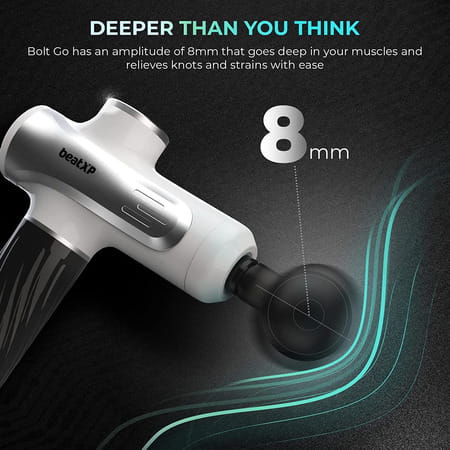 Beatxp Bolt Go Massage Gun |Body Massager Machine For Pain Relief |Touch Display (Glossy Silver)