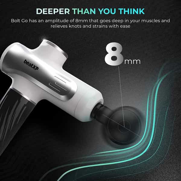 Beatxp Bolt Go Massage Gun |Body Massager Machine For Pain Relief |Touch Display (Glossy Silver)