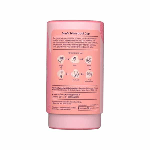 Sanfe Reusable Menstrual Cup With No Rashes Leakage Or Odor - Premium Design Medium Size(Pack Of 2)