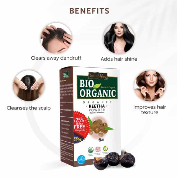 Indus Valley 100% Organic Reetha Powder For Hair & Scalp Treatment - 250G