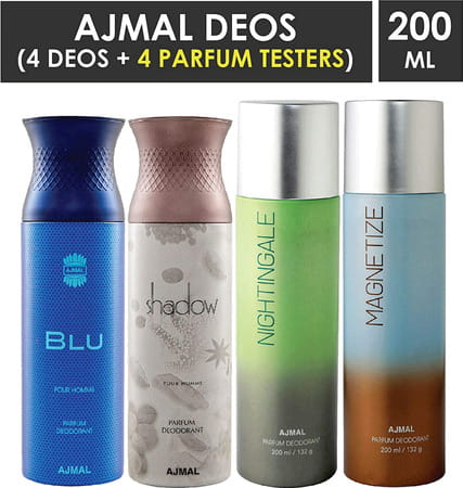 Ajmal 1 Blu Homme Shadow Homme Nightingalem Magnetize For Unisex Deodorants Each 200ml Pack Of 4 +4