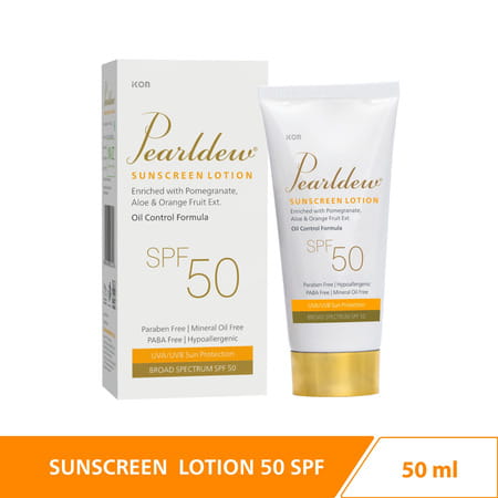 Pearldew Sunscreen Lotion (Spf 50) 50 Ml | With Aloe Vera | Uva & Uvb Protection (Pack Of 1)