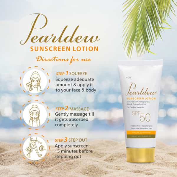 Pearldew Sunscreen Lotion (Spf 50) 50 Ml | With Aloe Vera | Uva & Uvb Protection (Pack Of 1)