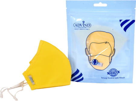 Advind Healthcare Smog Guard N95 Kids Mask Without Valve S (6-10 Years) - Yellow Pack Of 3
