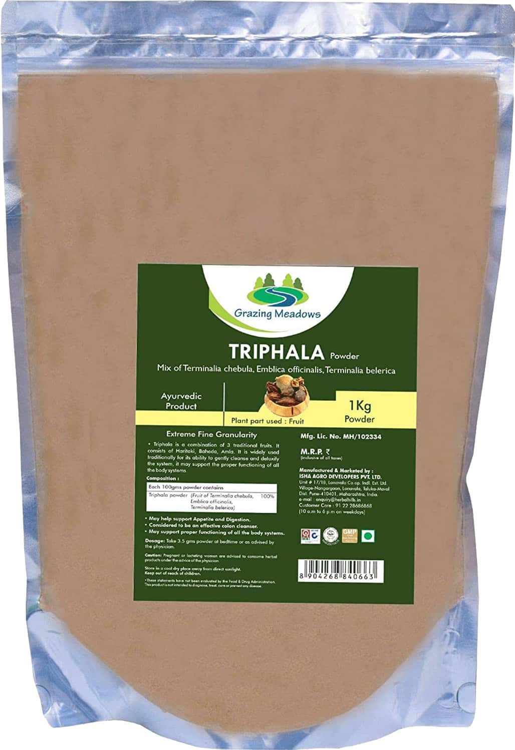 Grazing Meadows Triphala Powder - 1 Kg (Pack Of 5)