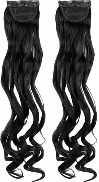 Streak Street Clip-In 20" Curly Natural Black Side Patches (2Pcs Set)
