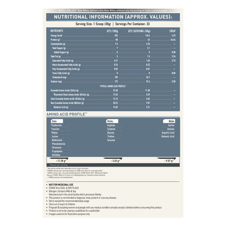 Muscleblaze 100% Clean Raw Whey Protein Concentrate | Unflavoured | 24g Protein Per Scoop | 1 Kg