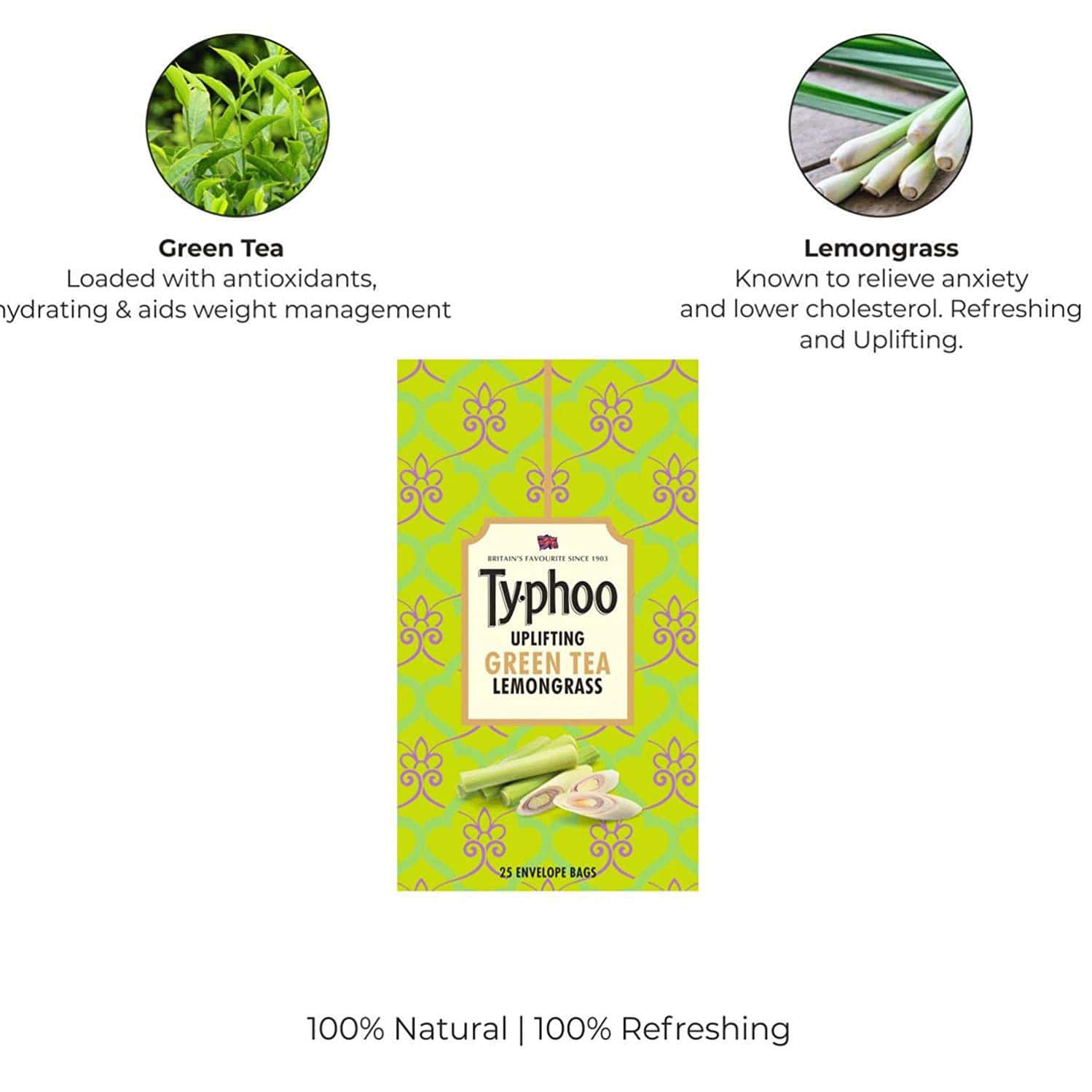 Buy TYPHOO GREEN TEA LEMON GRASS 25 GREEN TEA BAG BOX Online & Get Upto