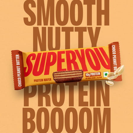 Superyou Choco Peanut Butter Protein Wafer Bars (Pack Of 10)|10 Gram Protein | 3 Gram Fiber
