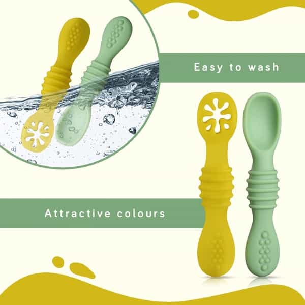 Luvlap Baby - Led Weaning Silicone Spoons 6 M+ Gum Friendly - Set Of 2 