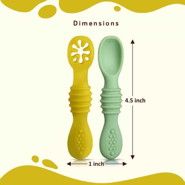 Luvlap Baby - Led Weaning Silicone Spoons 6 M+ Gum Friendly - Set Of 2 