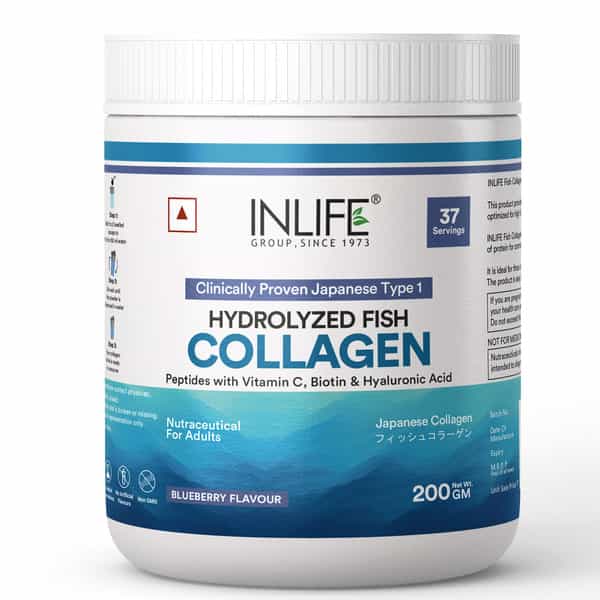 Inlife Japanese Marine Collagen Supplements For Women & Men (Blueberry | Fish Collagen | 200G)