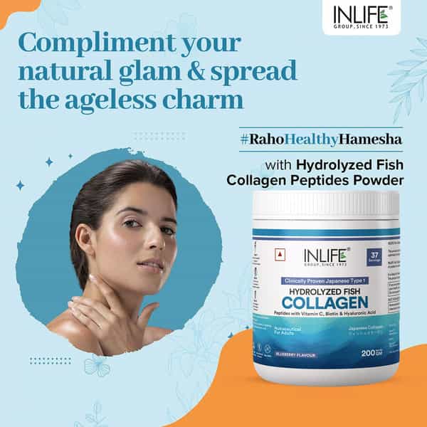 Inlife Japanese Marine Collagen Supplements For Women & Men (Blueberry | Fish Collagen | 200G)