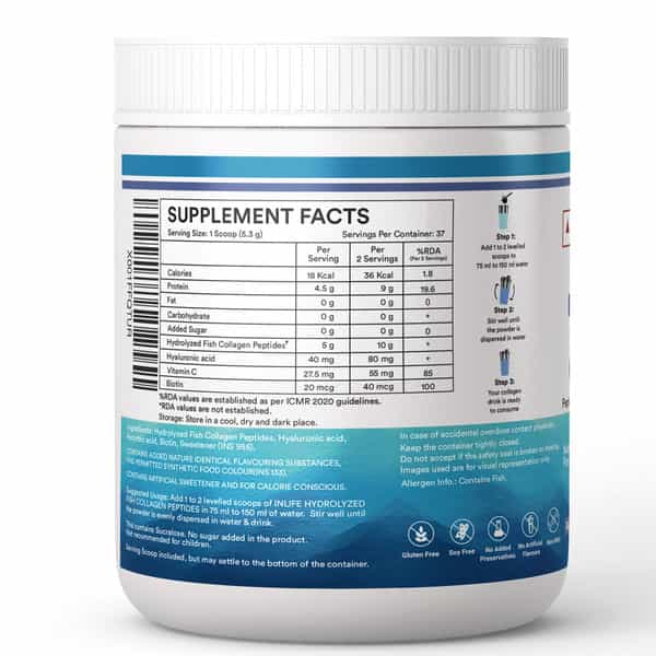 Inlife Japanese Marine Collagen Supplements For Women & Men (Blueberry | Fish Collagen | 200G)