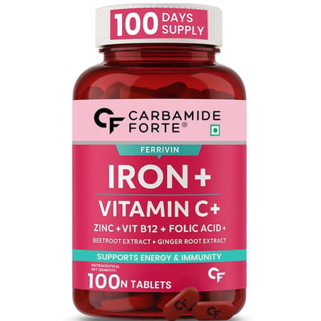 Carbamide Forte Iron+Vitamin C+ Supplement For Women Bottle Of 100 Tablets