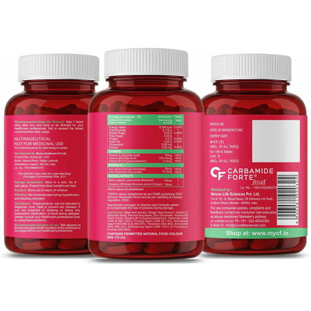 Carbamide Forte Iron+Vitamin C+ Supplement For Women Bottle Of 100 Tablets