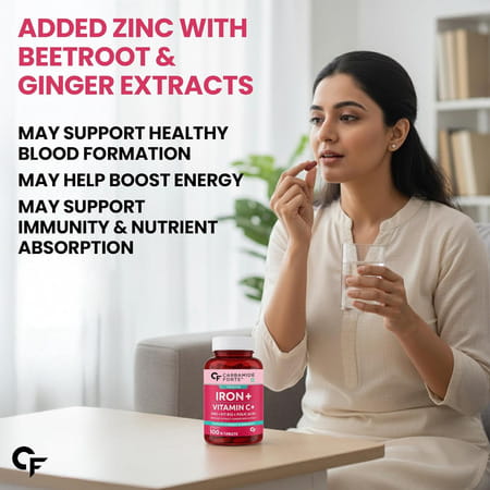 Carbamide Forte Iron+Vitamin C+ Supplement For Women Bottle Of 100 Tablets