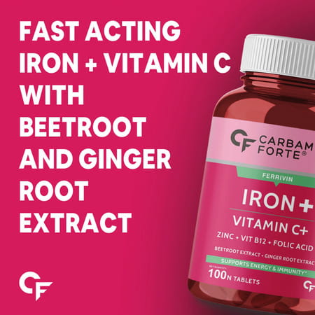 Carbamide Forte Iron+Vitamin C+Folic Acid Supplement Fast Acting100 Tablets