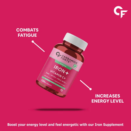 Carbamide Forte Iron+Vitamin C+Folic Acid Supplement Fast Acting100 Tablets