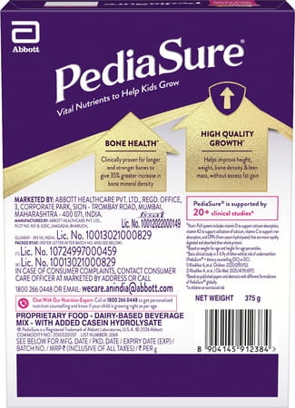 Pediasure New Vital Nutrients To Help Kids Growth For 2-6 Years Old Vanilla Box Of 200 Gm