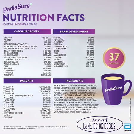 Pediasure New Vital Nutrients To Help Kids Growth For 2-6 Years Old Vanilla Box Of 200 Gm