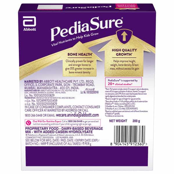 Pediasure New Vital Nutrients To Help Kids Growth For 2-6 Years Old Vanilla Box Of 200 Gm