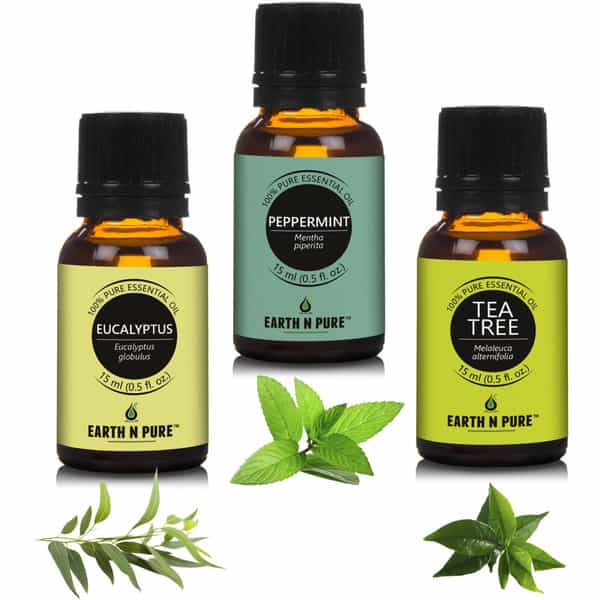 Earth N Pure Essential Oils (Eucalyptus Peppermint & Tea Tree)Pack Of 3 (15 Ml Each)More (45 Ml)