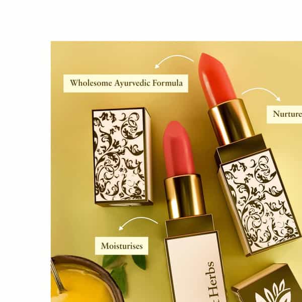 Just Herbs Ayurvedic Lipstick-06 Burnt Red (Half - Size)