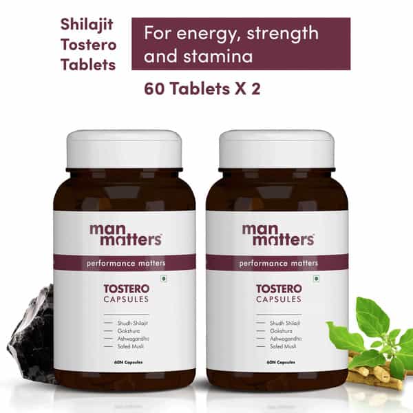 Man Matters Pure Himalayan Shilajit Ashwagandha | Gokshura | 120 Capsules (Pack Of 2)