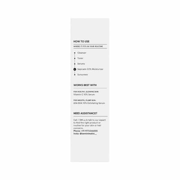 Minimalist Sepicalm 3% Face Moisturiser For Oily Acne Prone & Sensitive Skin (Fragrance Free)(50Ml)