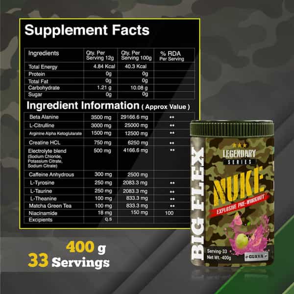 Bigflex Pre-Workout Nuke (Guava) (400 Gm)