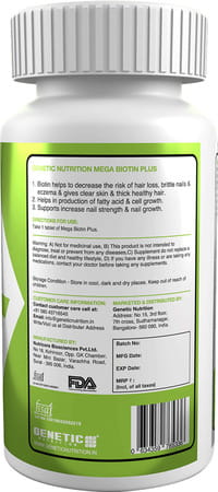 Genetic Nutrition - Mega Biotin Plus 30 Tablets