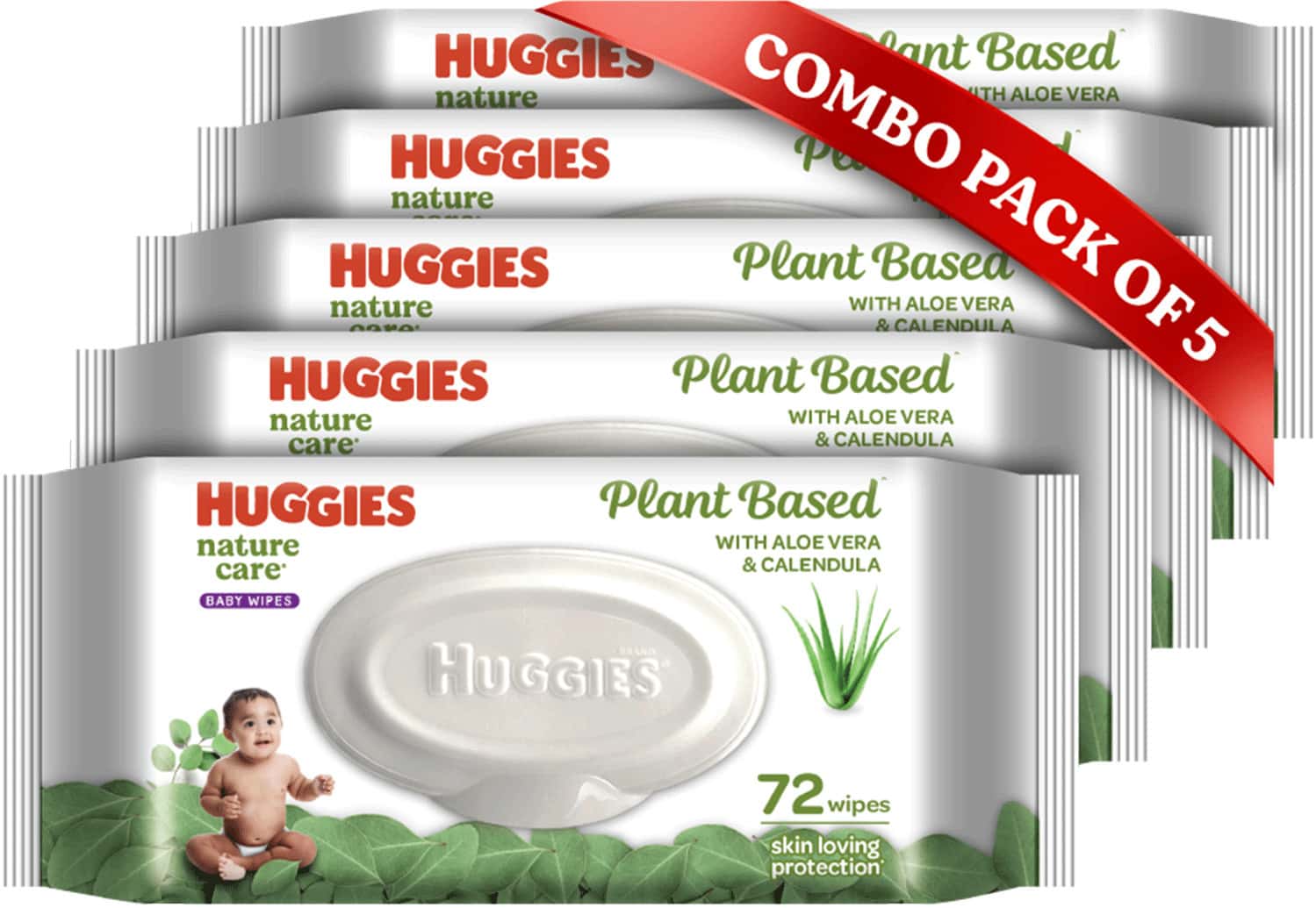 Huggies Nature Care Baby Wipes - Plant Based With Aloe Vera & Calendula (72 X 5 Count)