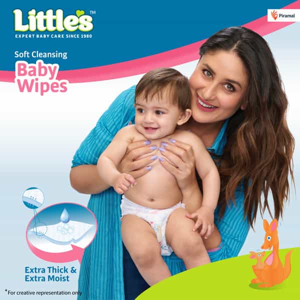 Little's Soft Cleansing Baby Wipes | Aloe Vera Jojoba Oil & Vitamin E - 80 Wipes (Lid Pack, 2 Packs)