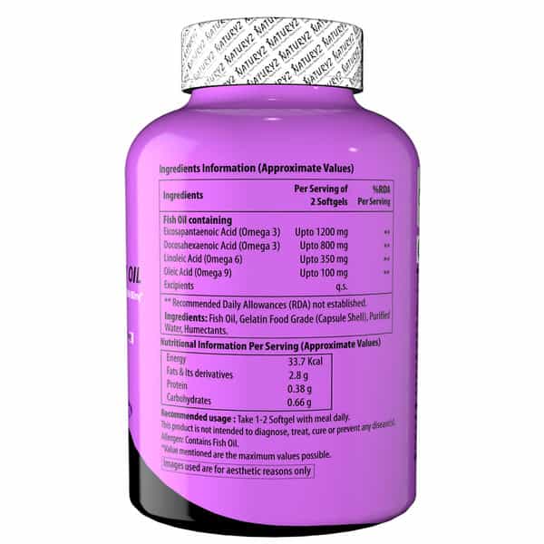 Naturyz Triple Strength Omega 3 Fish Oil 2450 Mg With Highest Epa 1200Mg Dha 800Mg (60 Softgels)