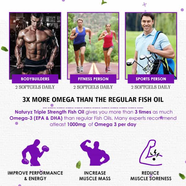 Naturyz Triple Strength Omega 3 Fish Oil 2450 Mg With Highest Epa 1200Mg Dha 800Mg (60 Softgels)