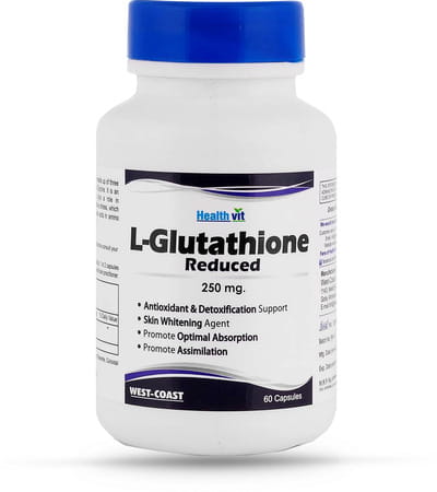 Healthvit L-glutathione 250mg Skin Whitening Supplement Capsules Bottle Of 60