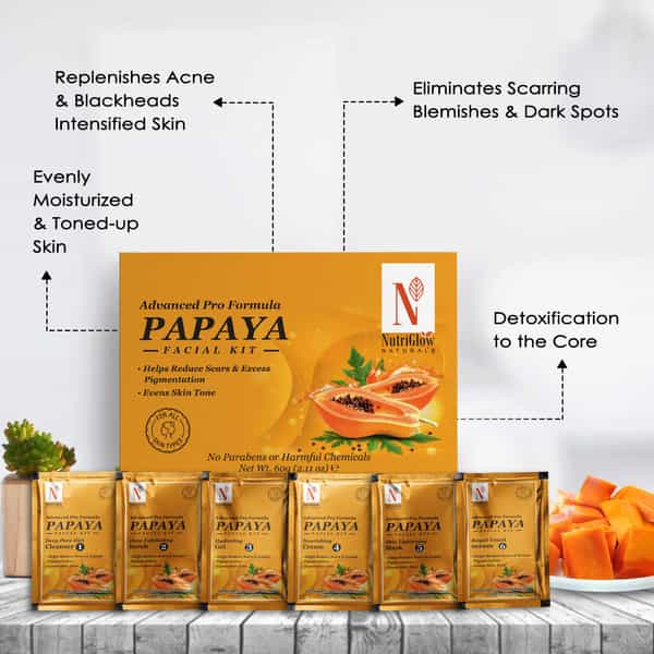 Nutriglow Natural's Advanced Pro Formula Set Of 2 Papaya Facial Kit 60Gm & Shea Butter Lotion 100Ml