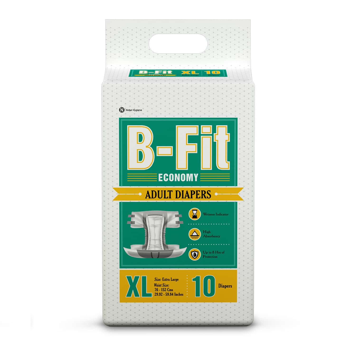 B-fit Economy Tape Style Xl Size ( 90-166cm) (35.43-65.35inch) 10 Adult Diapers