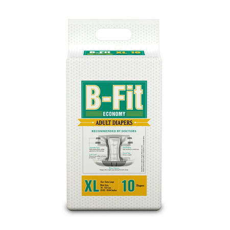 B-Fit Economy Tape Style Xl Size ( 90-166cm) (35.43-65.35inch) 10 Adult Diapers