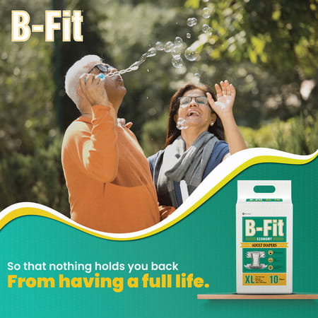 B-Fit Economy Tape Style Xl Size ( 90-166cm) (35.43-65.35inch) 10 Adult Diapers