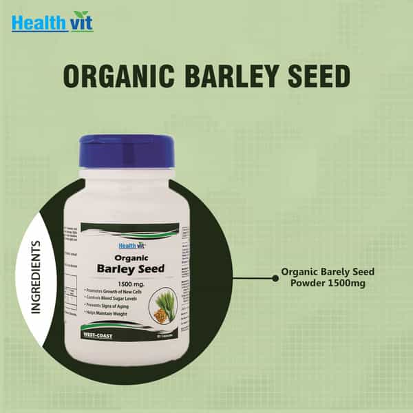Healthvit Organic Barley Seed 1500 Mg 60 Capsules
