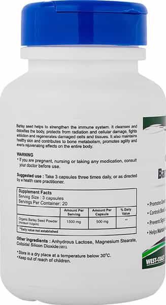Healthvit Organic Barley Seed 1500 Mg 60 Capsules